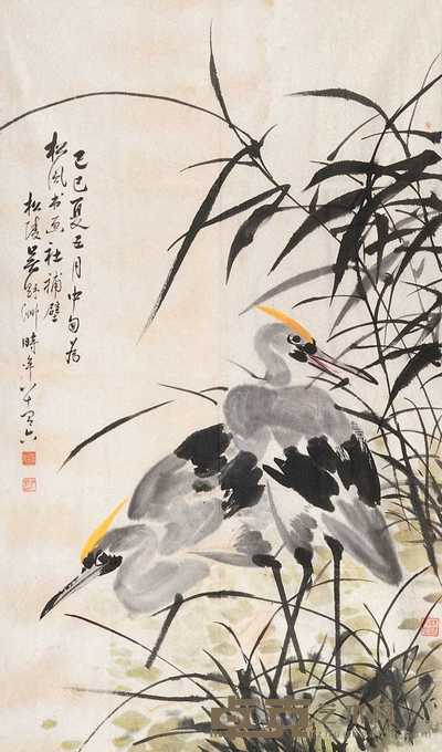 吴野洲 花鸟 镜心 92×53cm